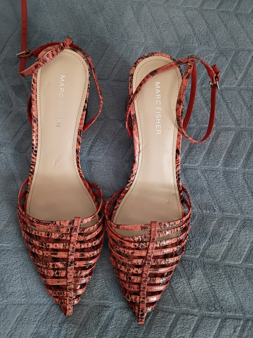 Marc Fisher Coral-Pattern Strappy Pointed Sandals